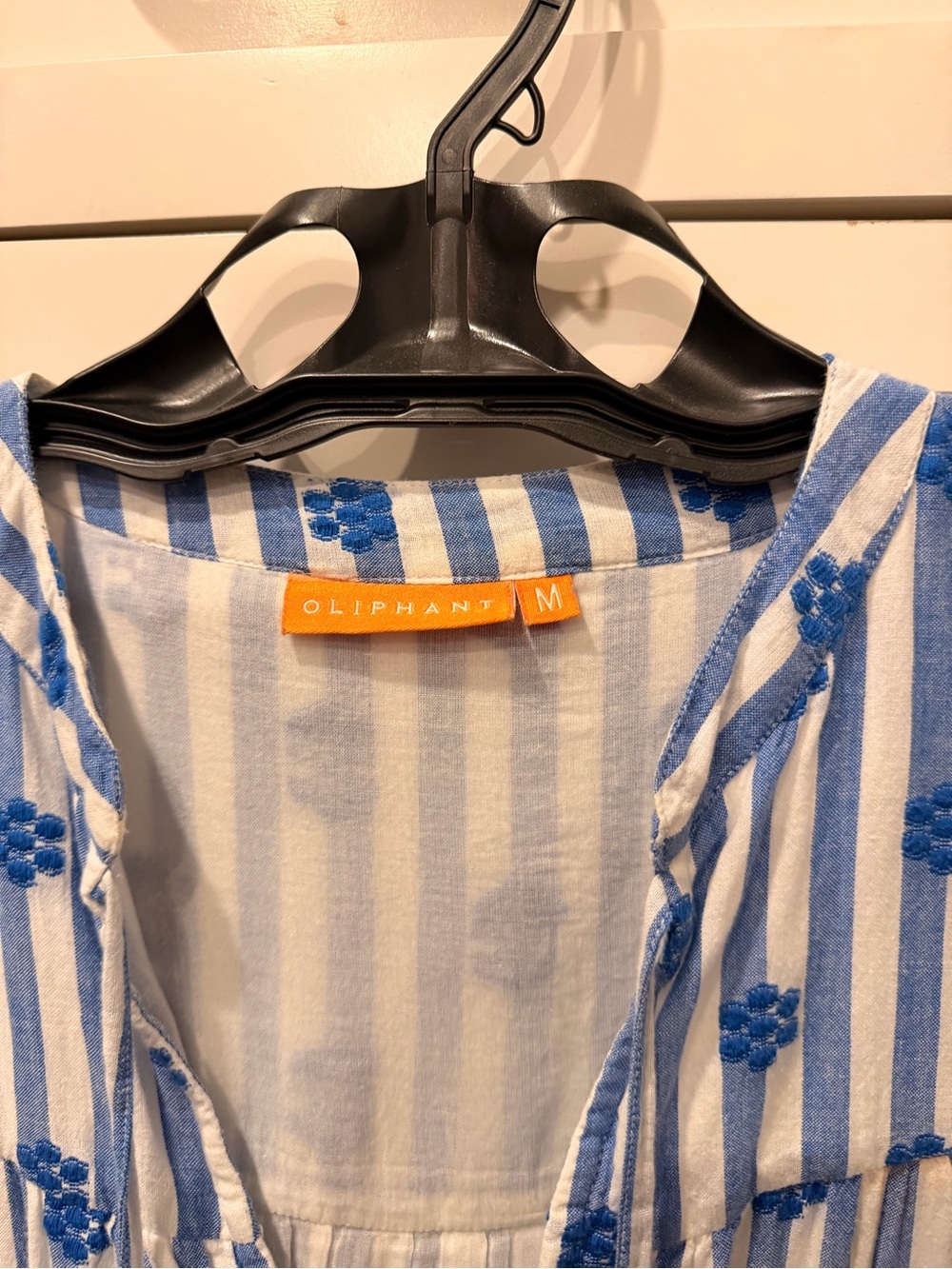 Oliphant Blue and White Striped Floral Smock drop mini - Picture 3 of 3